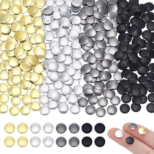 NBEADS 2400 Pcs 4 Couleurs Clous Ronds Thermocollants, 8mm Rivets Thermocollants Plats Ronds en Aluminium à Dos Plat Style Punk Sans Couture pour Vestes en Cuir Sacs et Chaussures à Faire Soi Même