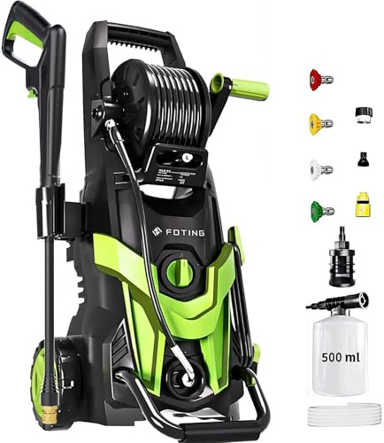 Pressure Power Washer 4500PSI with 4 Quick Connect Nozzles, Inlet Hose & Filter, Foam Cannon for Cars/Fences/Driveways/Patios/Home Cleaning