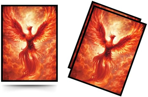 Sammelkartenhüllen - 100 Stück - Glänzende Kunstrückseite & transparente Vorderseite (66 x 92 mm) - passend für Standardkarten, MTG, Sport & Sammler Decks - Ember Ascendant