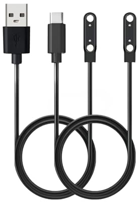 2-pack smartklocka universell laddare magnetisk da fit klocktillbehör 60 cm USB 2-stift 7,62 mm magnetisk laddningskabel kompatibel med alla 2-stifts 7,5 mm – 8 mm stift-pitch smartklocka (USB-A +