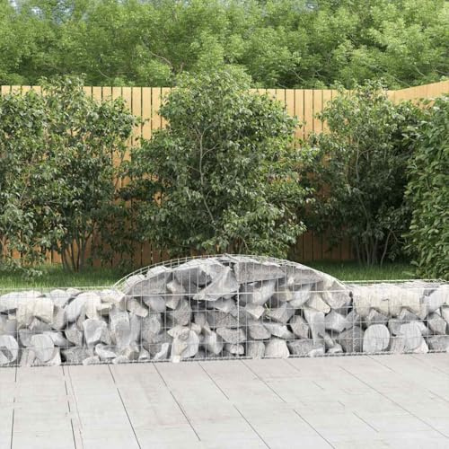 Arched Gabion Baskets, Galvanised Iron Garden Barrier, Silver, 2 pcs, 45.2kg