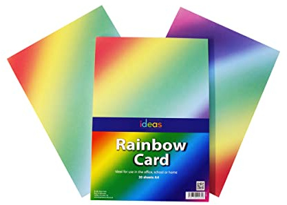 Bright Ideas Rainbow Card. Sheet Size: A4 29.7cm x 21cm, Pack of 30 Sheets. 200gsm Stationery Paper and Cardstock for Arts and Crafts, Ideal for Schools, Home Crafting and Kids Scrapbooking. BI0172.