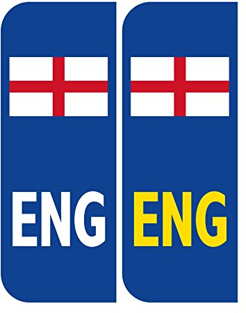 2 x England ENG Badge Car Number Plate Self-Adhesive Vinyl Stickers UK Legal St. George's Flag Decals, Brexit Alternative Badge (Reflective Vinyl, Blue)