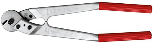 FELCO Two-Hand Cable Shears - Wire Rope Shears for Steel (Weight: 2.30 kg, Length: 59 cm, Cutting Diameter: 1.6 cm, Forged Aluminium Handles) C16, Silver/Red