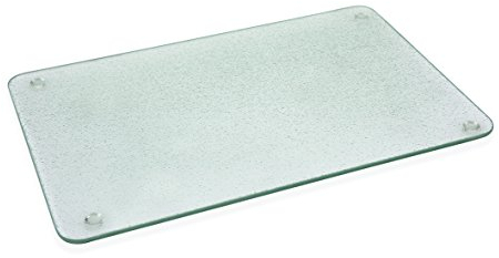 getgastro Schneidebrett Glas 30x20cm, rutschfest mit Füße, Glasschneidebrett ohne Mikroplastik, hygienisches Küchen-brett, kratzfeste & hitzebeständige Oberfläche