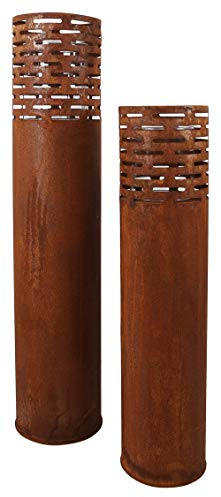 Windlicht Rost-Säule, im 2er Set
