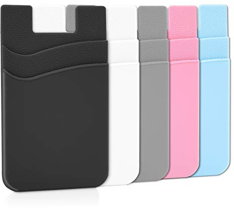 Senose Phone Wallet, Card Holder for Back of Phone Stick on Cellphone Cases Great Storage Compatible for iPhone/Android/Samsung Galaxy Pack of 5