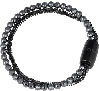 Breil, Collezione Magnetica, Bracciale Donna Small Stardust, con Catena in Acciaio Colorato IP Black e Catena in Ematite Lucida, Pratica Chiusura con Magnete, Colore Hematite, Misura 19 Cm