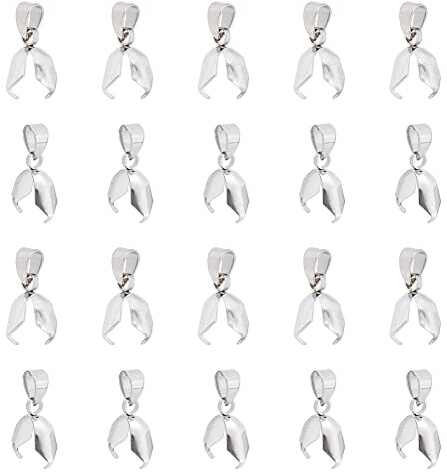 UNICRAFTALE 20pcs Pinch Bails Pendant Stainless Steel Charms Ice Pick Pinch Bails Pendant Connector Pinch Metal Clip for Charms Necklace Jewelry Making
