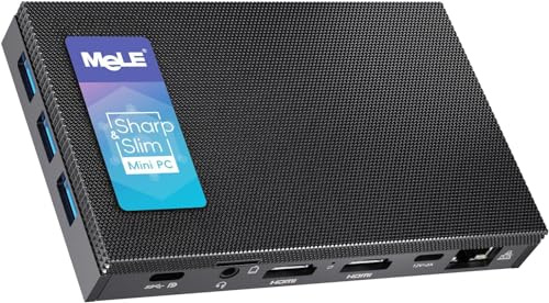 MeLE Quieter2Q Mini PC sin ventilador, J4125 Win10 Pro 8GB 128GB Dual HDMI 4K Display, computadora de escritorio portátil para astrofotografía Media Office compatible con M.2 NVMe SATA 2280 SSD Win11