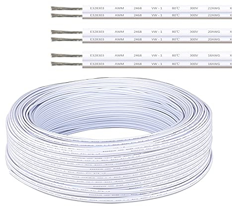 KEPOHK 2pin 22AWG PVC Verlängerungs-LED-Streifenkabel für Lautsprecher Audio 5050 2835 Streifen 100m 20AWG