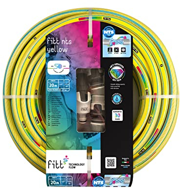 FITT NTS YELLOW 1/2 20m Kit, Tubo per Irrigazione Giardino, Robusto e Malleabile per Uso Intensivo con Lancia regolabile e Raccordi