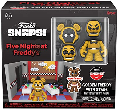 Funko Five Nights At Freddy's (FNAF) Snap: Playset - Stage With Freddy Fazbear - Gold - Figura in Vinile da Collezione - Idea Regalo