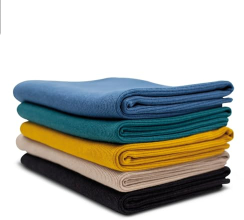 VmG-Store 5x 0,25m Bündchenstoff Set Schlauchware 95% Baumwolle, 5% Elasthan Auswahl Jersey (RIB Bunt1, 5er Set)