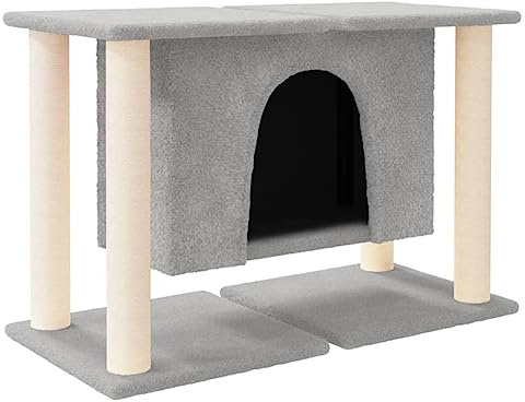 vidaXL Kratzbaum, Katzenkratzbaum mit Sisal-Kratzsäule, Katzenbaum mit Katzenhöhle Plüsch, Kletterbaum für Katzen, Katzenmöbel, Hellgrau 50cm