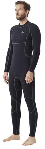 Hevto Neoprenanzug für Herren, 3/2 mm, mit Reißverschluss am Rücken, hält warm, für Surfen, Schwimmen, SUP, Schnorcheln, M2B-schwarz, TG