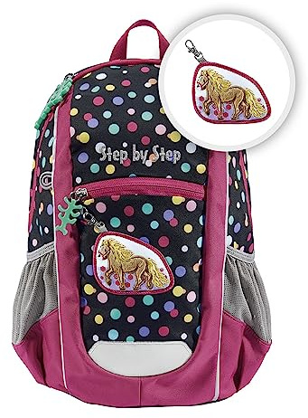 Step by Step Rucksack-Set KIGA Maxi „Ponny Lotta“, rosa | separates Innenfach, ergonomisch, höhenverstellbarer Brustgurt, für KITA, Kindergarten, Freizeit, ab 3 Jahren, 10 l