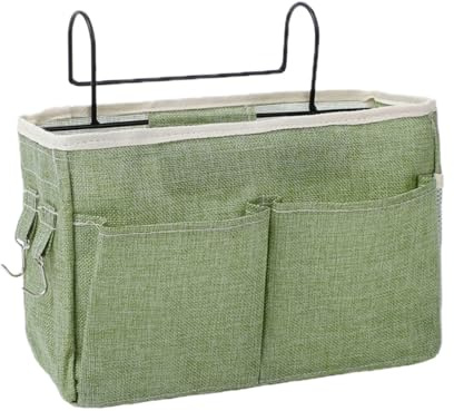 HNJKJEU Bett Organizer Bett Tasche mit Darhthaken Hängetasche Hochbett Aufbewahrungstasche für Buch, Magazin, Handy, Kopfhörer Bett Aufbewahrung (Grün)