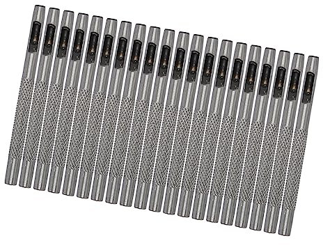 Leder-Stanzwerkzeug, 20 Stück, Leder-Lochstanzer, Kohlenstoffstahl, Hohe Härte, Verchromt, Rostfrei, für Leder, für Papier, für Kunststoff (4mm)