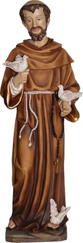 FADEDA Hlg. Franciskus med duvor/höjd: 30 cm/handmålad/detaljerade krubbfigurer – julbord, dekoration, krubbtillbehör