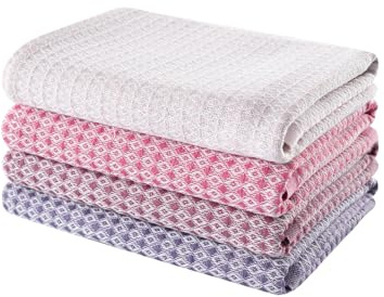 Blue Burgeon 4 Geschirrtücher Baumwolle 40x60 Rosa Kombination | Weiche Rosa Küchentücher im 4er-Pack