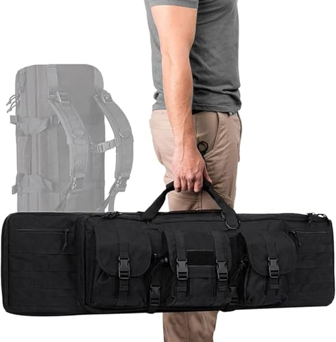 BLUEZY Waffenkoffer FüR Langwaffen, Gun Bag Futteral Taktische Waffentasche Armee Airsoft Oxford Stoff Soft Air Rifle Gun Carry Case mit Doppelfach & 3 Große Zubehör Beutel A,140cm