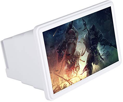 Handy-Display-Bildschirmlupe, 12 Zoll 3-Fach Zoomende Smartphone-Display-Lupenhalterung, Optische Vergrößerung, Handy-Lupe für Filme, Kinofilme (White)
