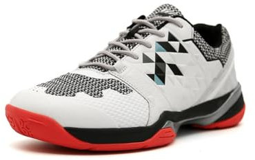 omcam Badmintonschuhe Für Herren, Atmungsaktive Pickleball-Squashschuhe Arch Support Volleyball Court Turnschuhe Für Indoor Outdoor,Weiß,41 EU