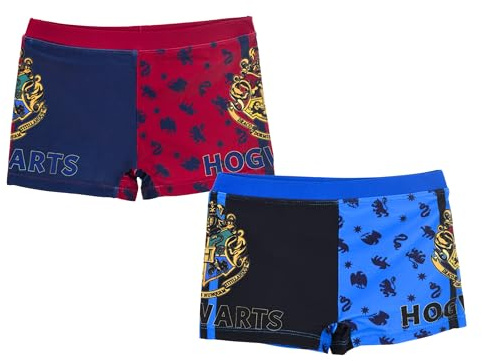 Harry Potter Costume da Bagno da Ragazzi, 2 Paia di Boxer da Bagno, Pantaloncini da Bagno Hogwarts per Bambino, Taglia 10 Anni
