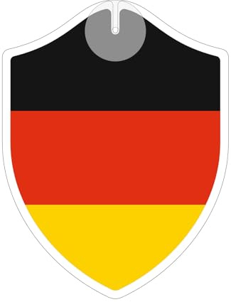 Deutschland Flagge - Wimpel mit Saugnapf - Perfekt zum Aufhängen im Auto - Maße: 18,5 x 14,0 cm - Wappen - Fähnchen - Länder Fahne klein - Weltmeisterschaft 2026