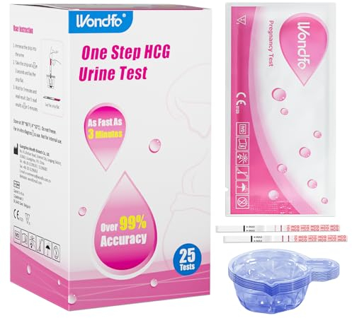Wondfo Schwangerschaftstest 25 Frühtest Schwangerschaftstest 10mIU Fruchtbarkeitstest für Frauen Pregnancy Test mit 10 Urinbechern