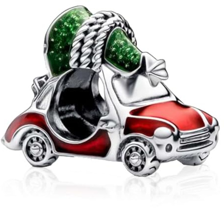 MSPOVOF Auto & Weihnachtsbaum Charms 925 Sterling Silber Armbänder Anhänger 5A Cubic Zirconia Christmas Geburtstage Geschenk für Damen