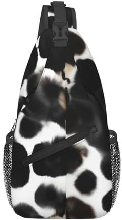 BREAUX Umhängetasche mit Kuhfell-Druck, Umhängetasche, Umhängetasche, Outdoor-Freizeittasche, Herren-Crossbody-Tasche, Schwarz, Einheitsgröße, Schwarz , Einheitsgröße