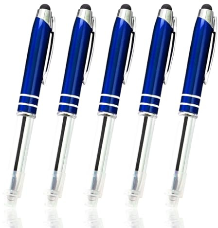 Penna a sfera multifunzione 3 in 1 con torcia a LED, penna stilo con torcia e punta scrivibile, per dispositivi touch screen/carta (inchiostro nero, blu)