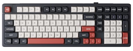 GK GAMAKAY TK101 98% Mechanische Gaming Tastatur mit Nummernpad 101 Keys | Hot-Swap-fähig Bluetooth/2.4GHz/Wired MDA Profil PBT Tastenkappen RGB Gasket Gaming Tastatur (Cyan&Grau, Pluto Switch)