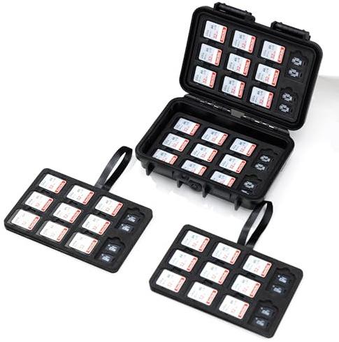 KIWIFOTOS Funda para tarjetas SD y Micro SD de 132 ranuras, IP67, resistente al agua, con diseño de 4 capas para 44 tarjetas SD SDHC SDXC y 88 tarjetas micro SD, ideal para accesorios de cámara, caja