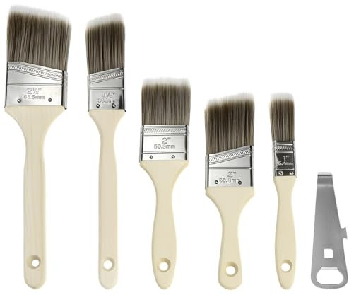 QWORK® 5 Pezzi pennelli, set di pennelli pittori con apribottiglie per barattoli di vernice, pennelli sash e trim, per progetti fai-da-te e per la casa