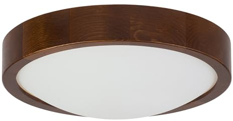 STOLARNIA PIKA Orion - Lámpara de techo redonda de madera de nogal, 1 bombilla E27 (diámetro de 27 cm), color marrón oscuro