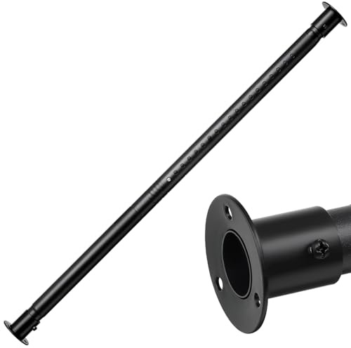 Asta Appendiabiti per Armadio, 43-68cm Bastone Appendiabiti Estensibile con Base Rotonda in Acciaio Inossidabile Regolabile per Armadio Guardaroba per Camera da Letto/Nero Opaco