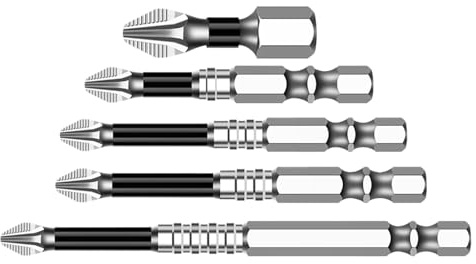 Set di 5 cacciaviti altamente magnetici, set di punte per trapano a vite e cacciaviti, antiscivolo, per trapani, per la riparazione di dispositivi, 20,5 x 8 cm