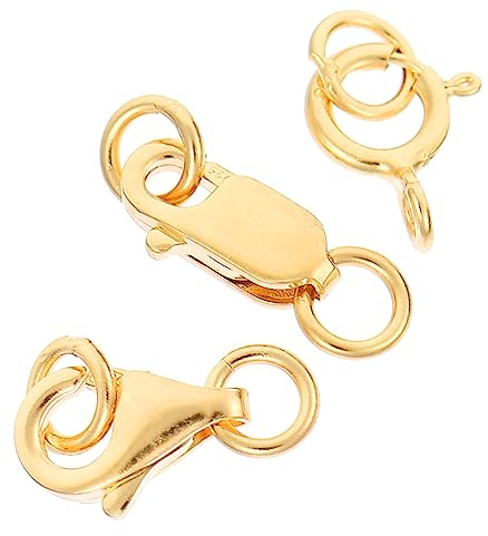 Veemoon 3pcs Spring Lobster Clasps for Jewelry Making DIY Lobster Claw Closure Jewelry Clasp Fastening Gold Tone Finish for Bracelets Necklaces and Lanyards