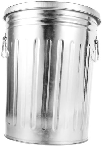HEALSOPTHY Papelera Metálica Redonda 8l Original Con Tapa, Cubo De Basura Resistente Para Exterior y Cocina, Contenedor De Residuos Funcional Para Hogar y Oficina, Diseño Rústico y Duradero