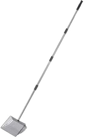 F Fityle Pala para Arena de Gatos, Pala para Arena de Gatos, Mango Extendido, Herramienta para Limpiar Desechos de Mascotas, Colador Multiusos de Acero Inoxida, Negro