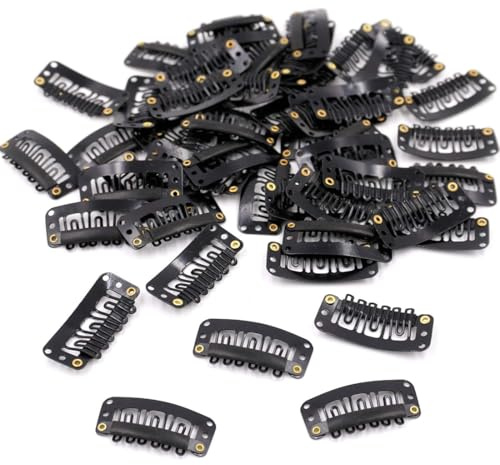 50Pcs Haarverlängerung Clips,Clips für Extensions Haarverlängerung U Form Ersatz Haarclips Metallclips,Schnappclips für Haarverlängerungen,für Secret Wire Hair Extensions Echthaar,Schwarz