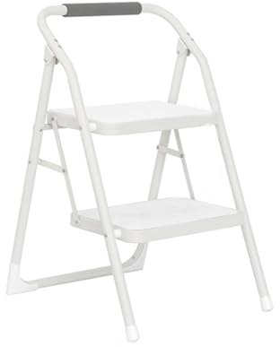 Sgabello pieghevole con scaletta, due gradini in ferro, poggiapiedi portatile per piccole sale da pranzo, casa, ristorante, biblioteca e garage(Color 2)