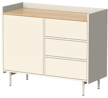 Vicco Kommode Velina, Creme, 100 x 82 cm | mit 3 Schubladen und 1 Tür, zur Aufbewahrung von Kleidung und Alltagsgegenständen