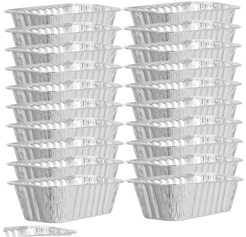 UKCOCO 50 pièces Lot de Moules Rectangulaires Aluminium Épais pour Gâteau Boîtes Pâtisserie avec Couvercle Barquettes de Cuisson pour Four Domestique Boîte à Aluminium pour Snacks et