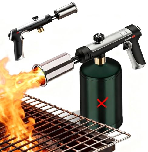 Chalumeau Propane Jusqu’à 3272°F (1800°C), Flamme Réglable Avec Verrou De Sécurité, Chalumeau Puissant Pour BBQ, Cuisine, Saisie De Steak Et Bricolage