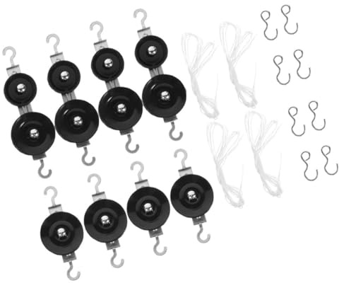 Abaodam 2 Satz Metall Riemenscheiben mit Festen und Beweglichen Rollen Physik Experimentiergeräte für Mittelstufe Mechanisches Flaschenzugsystem mit Seilen und Haken Pädagogisches
