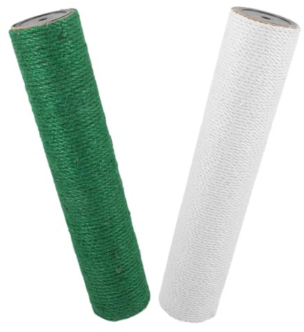 Beaupretty 2 Piezas Poste Rascador de Repuesto para Gatos Cuerda de Yute Verde y Natural Diámetro 8 Cm Altura 50 Cm Accesorio para Rascador de Interior Poste para Arañar Gatos Recambio